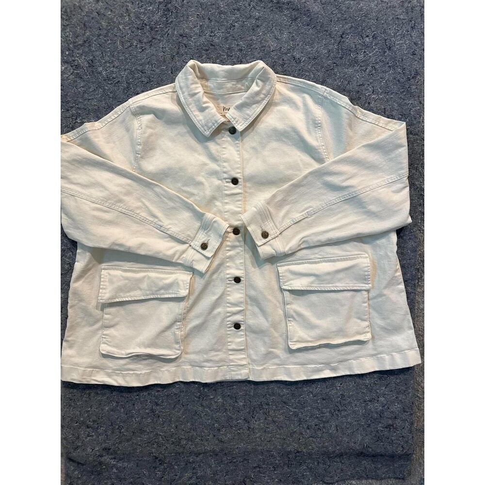 Me by Jennie Garth Women’s White Utility Jacket Button Front Oversized
